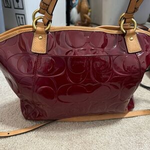 Red Patton leather coach bag